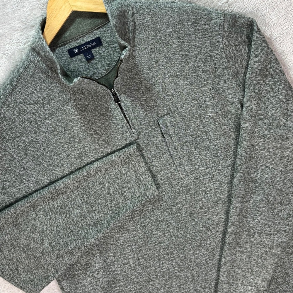 Cremieux‎ Men's L Gray 1/4 Zip Pullover Sweater Brushed Fleece Long Sleeve Fall